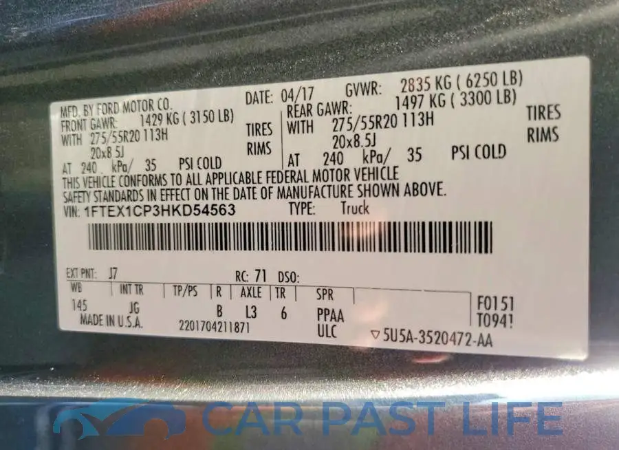 1FTEX1CP3HKD54563# 12