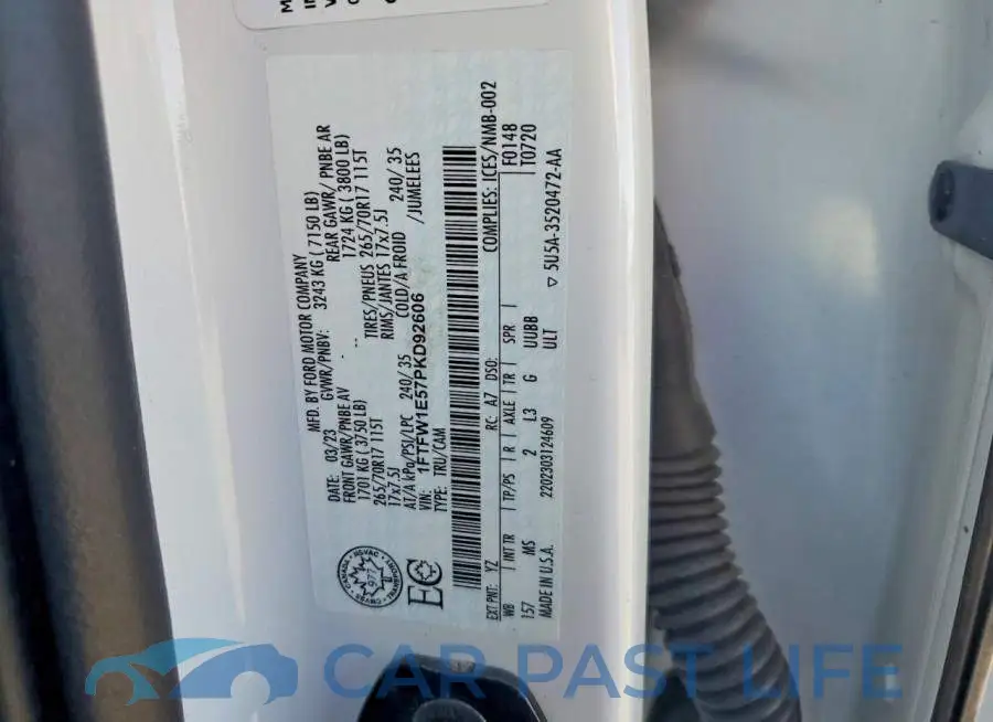 1FTFW1E57PKD92606# 12