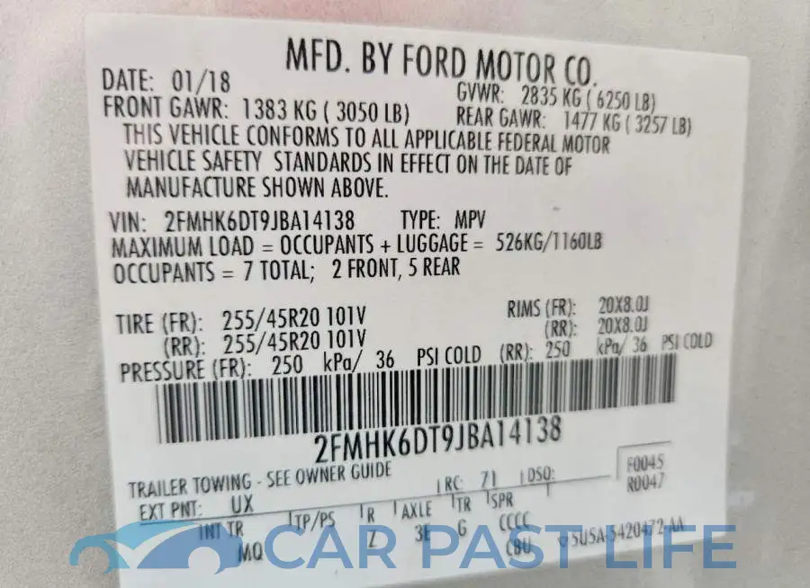2FMHK6DT9JBA14138# 12