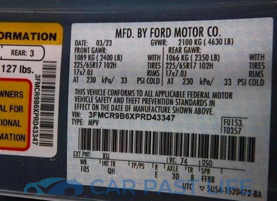 3FMCR9B6XPRD43347# 12