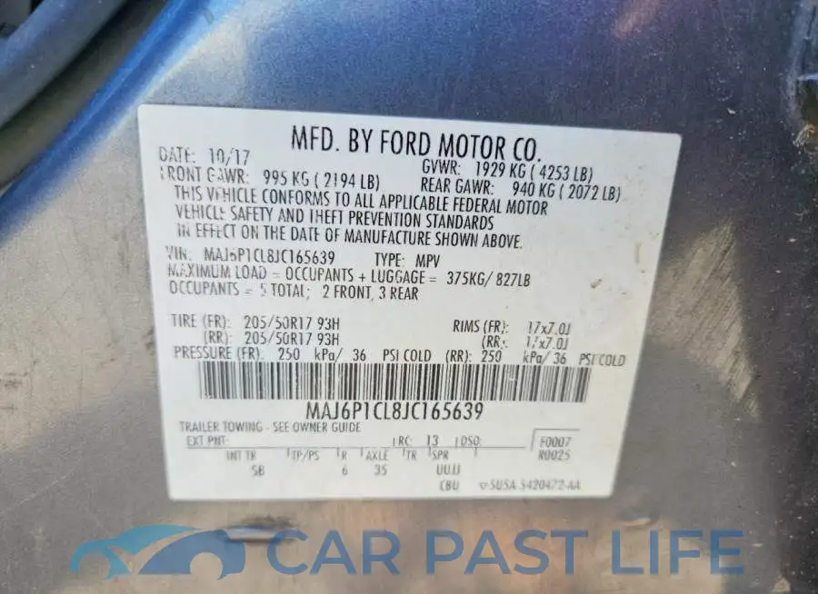 MAJ6P1CL8JC165639# 12