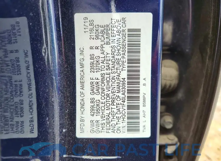 1HGCV1F40LA030954# 12