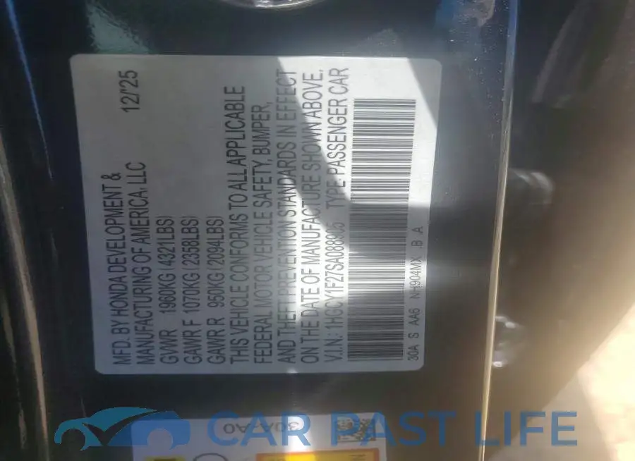 1HGCY1F27SA088905# 12