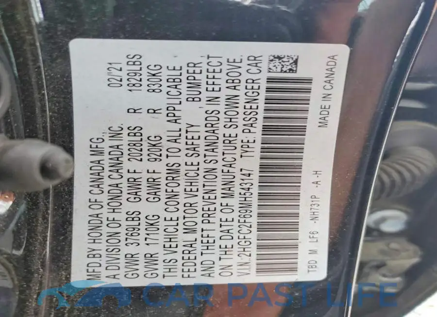 2HGFC2F69MH543147# 12