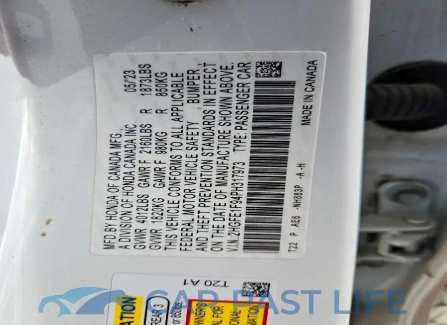 2HGFE1F94PH317973# 12