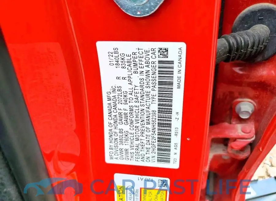 2HGFE2F54NH562398# 13