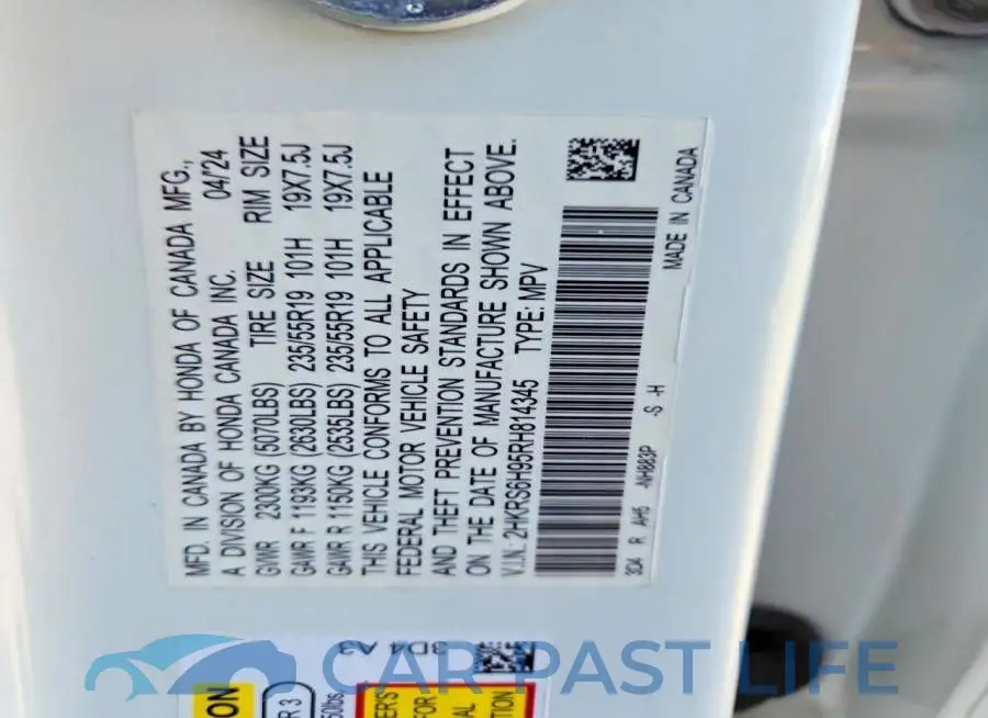 2HKRS6H95RH814345# 12