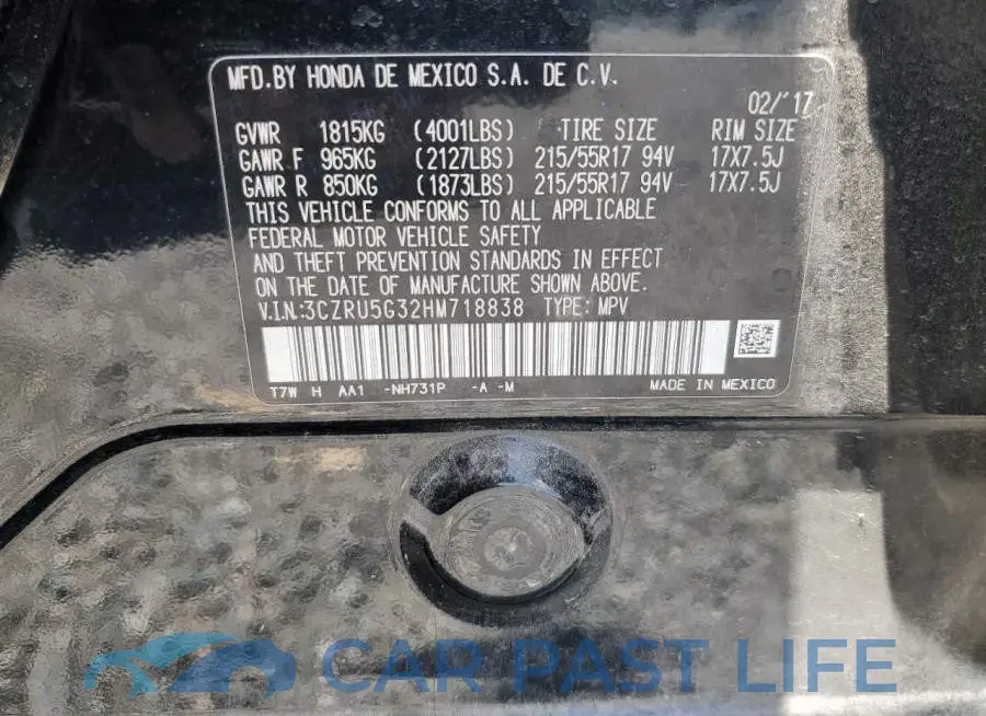 3CZRU5G32HM718838# 13