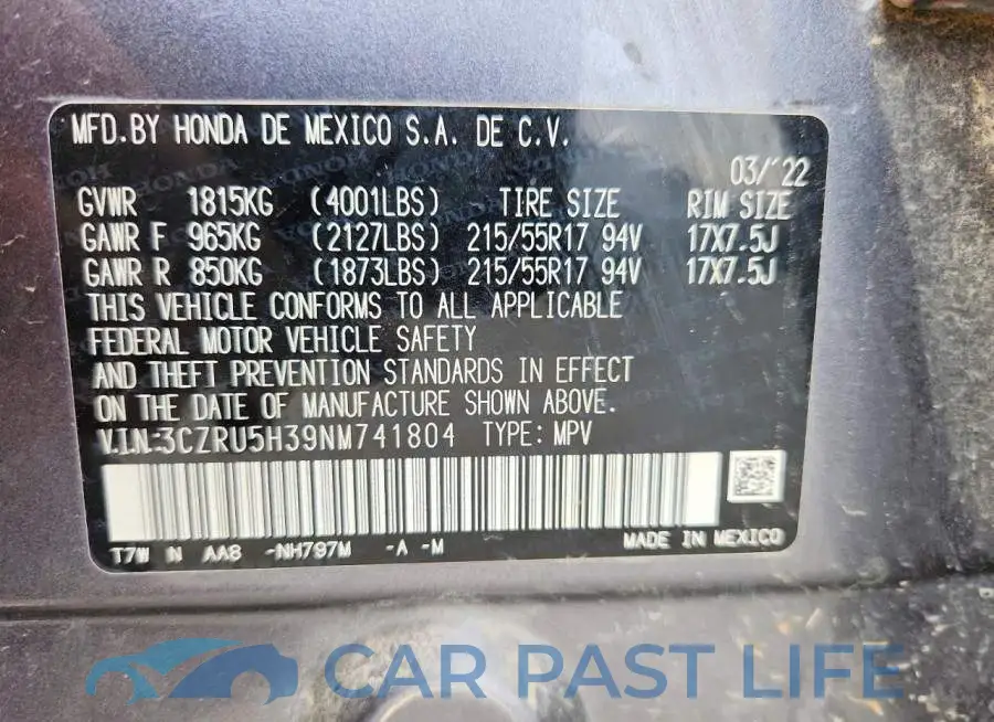 3CZRU5H39NM741804# 13