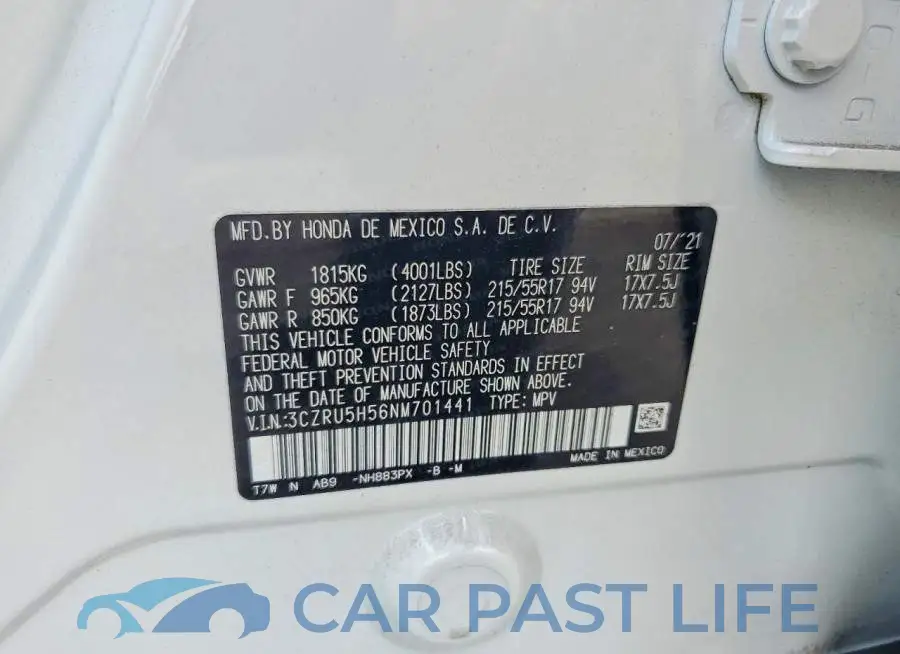 3CZRU5H56NM701441# 12