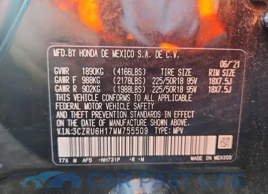 3CZRU6H17MM755509# 13