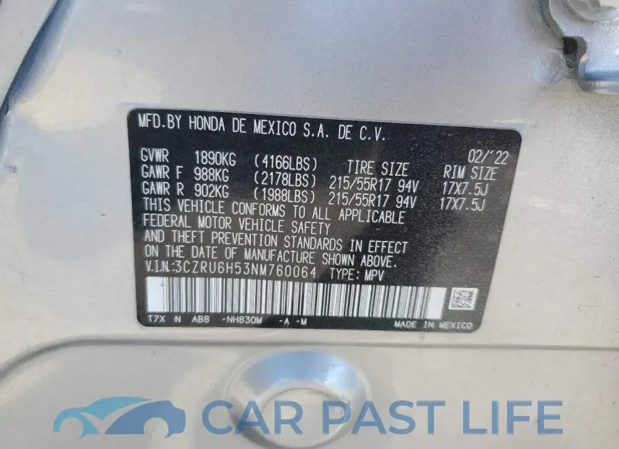 3CZRU6H53NM760064# 13