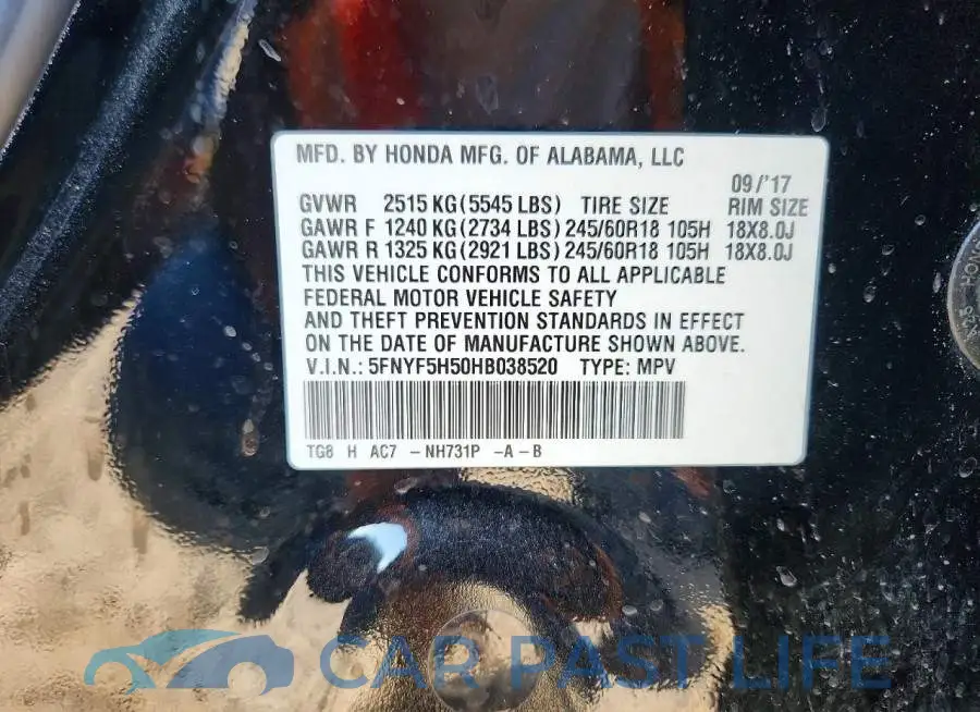 5FNYF5H50HB038520# 13