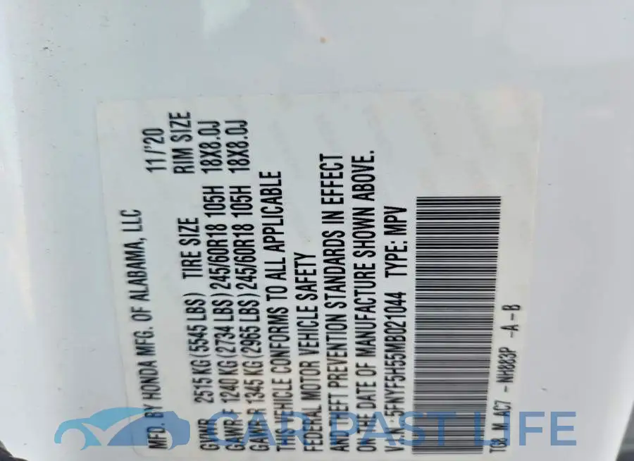 5FNYF5H55MB021044# 13