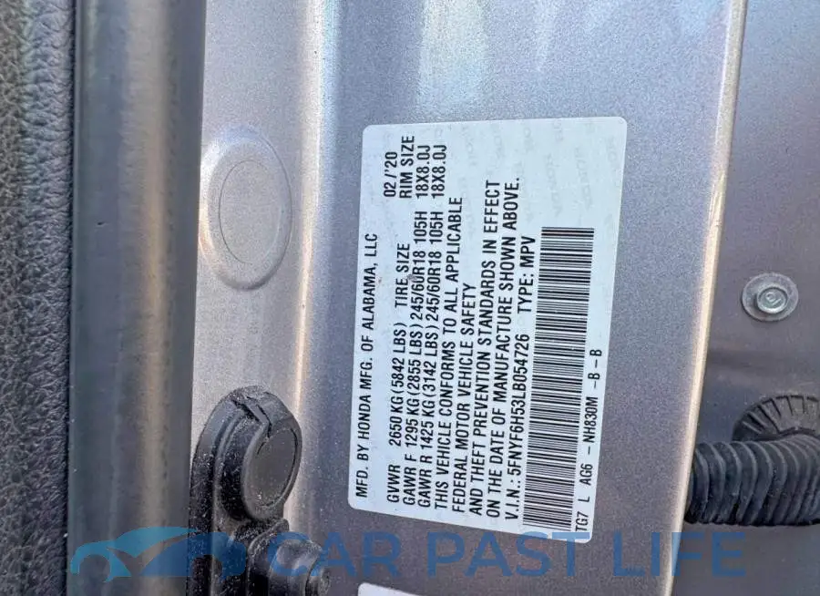 5FNYF6H53LB054726# 12