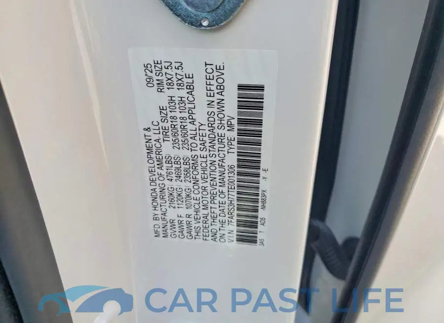 7FARS3H77TE001306# 13