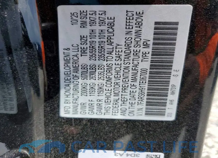 7FARS6H91TE067000# 12