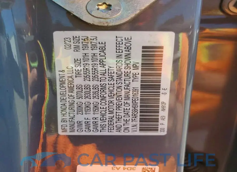 7FARS6H9XPE016391# 13
