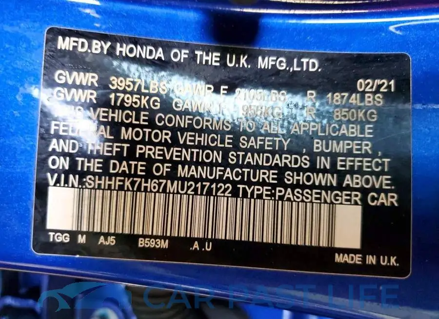 SHHFK7H67MU217122# 13