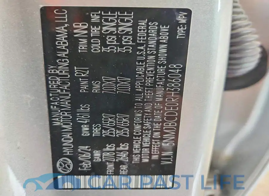 5NMJBCDE0RH386048# 14