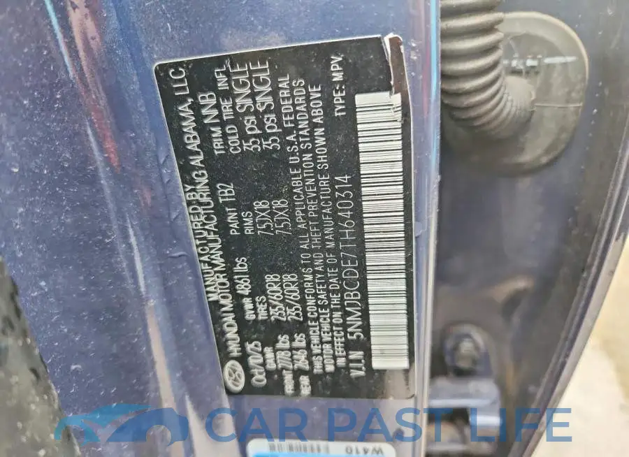 5NMJBCDE7TH640314# 13