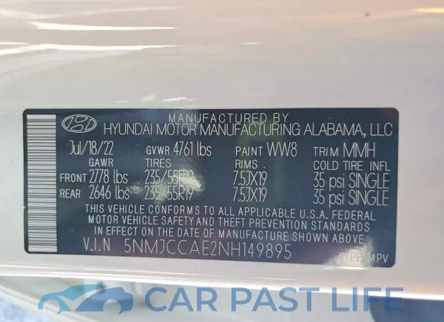 5NMJCCAE2NH149895# 13
