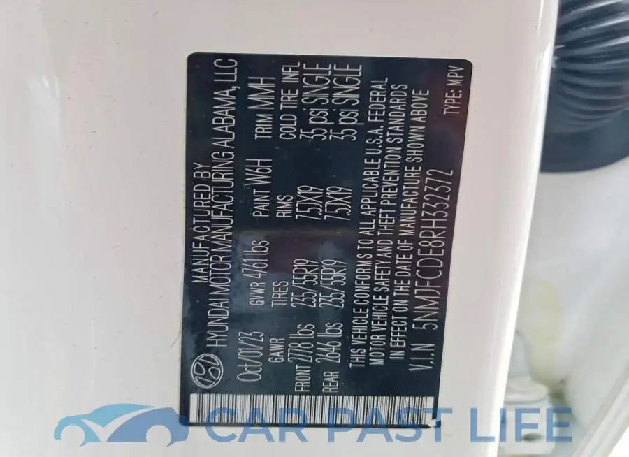 5NMJFCDE8RH332372# 12