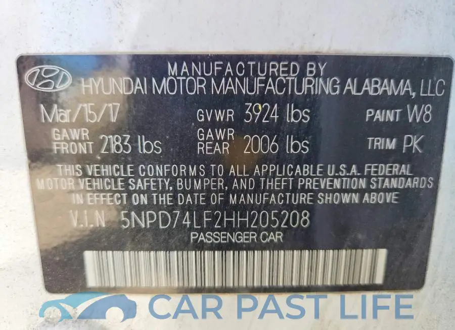 5NPD74LF2HH205208# 12