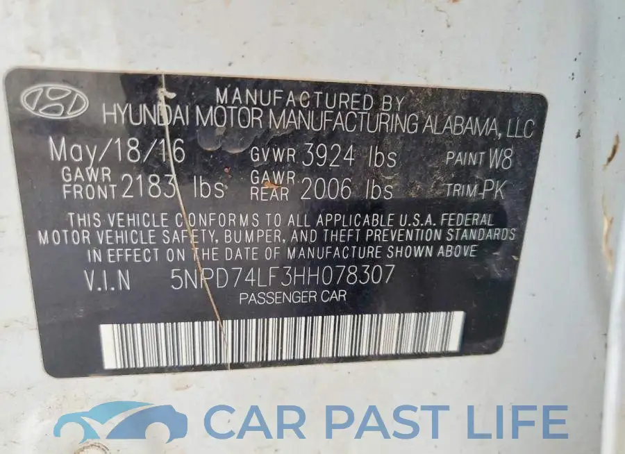 5NPD74LF3HH078307# 13