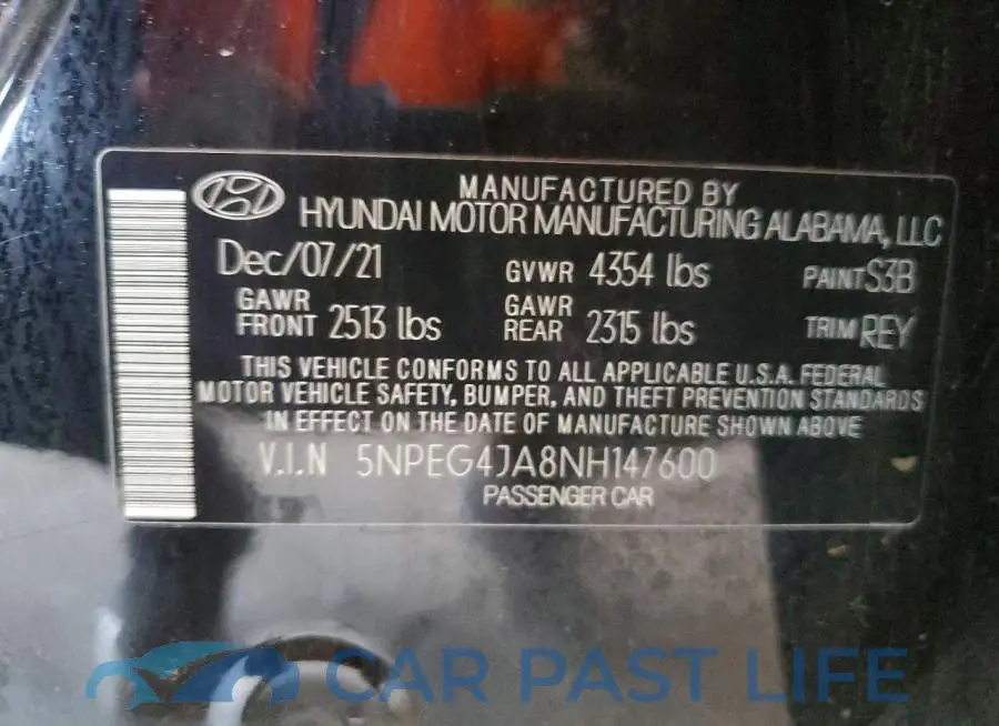 5NPEG4JA8NH147600# 12