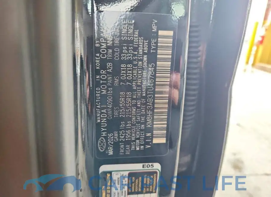 KM8HF3AB3TU467845# 12