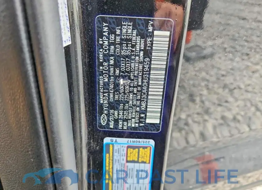 KM8J3CA40HU319459# 12