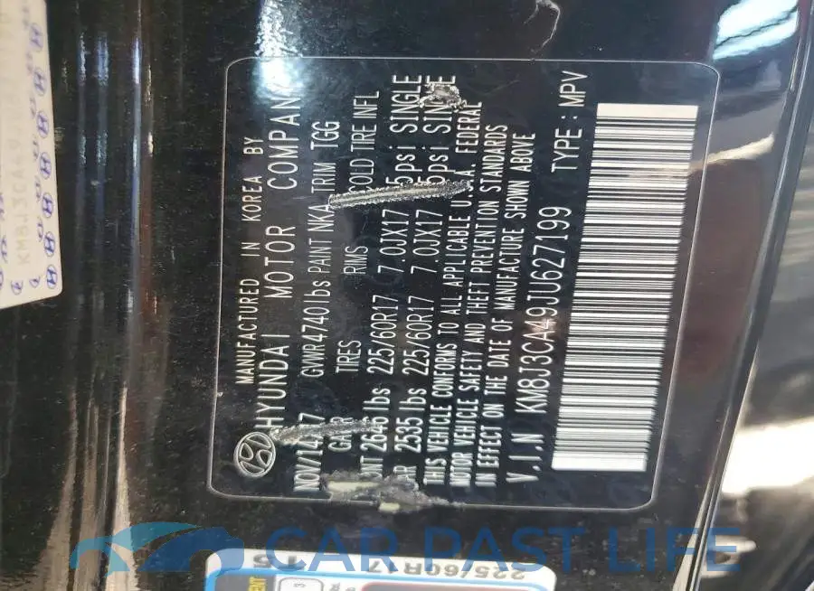 KM8J3CA49JU627199# 12