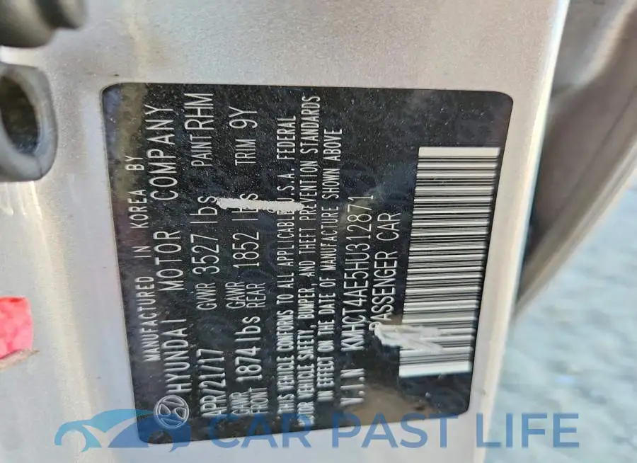 KMHCT4AE5HU312871# 12