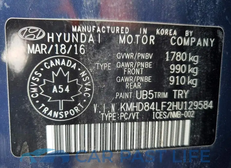 KMHD84LF2HU129584# 12