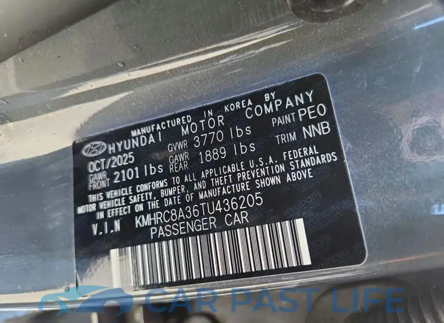 KMHRC8A36TU436205# 12