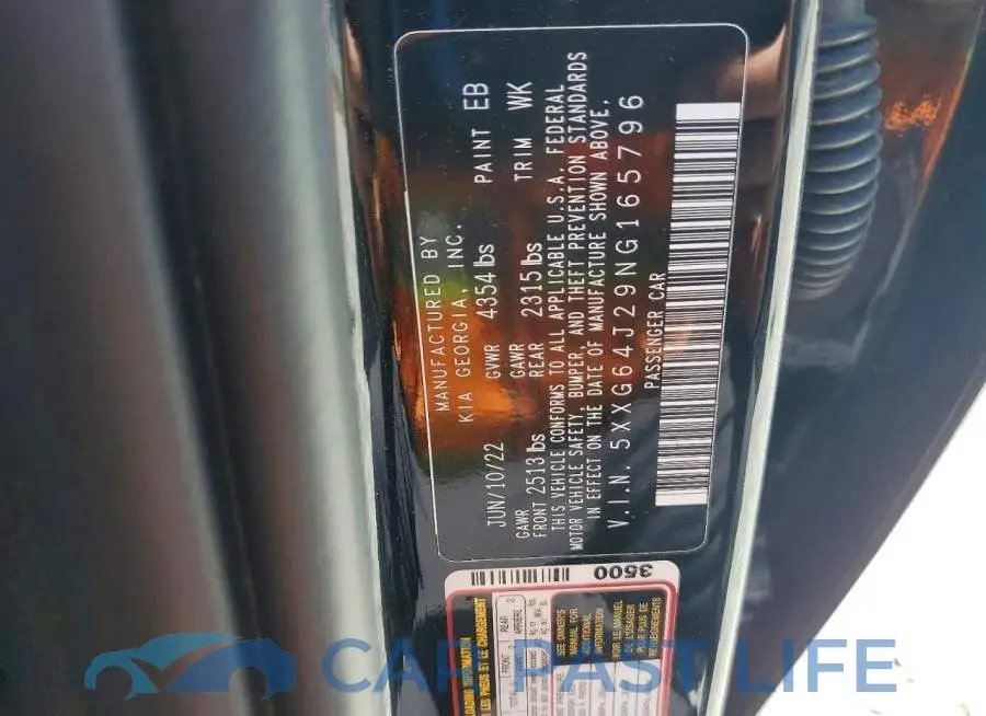 5XXG64J29NG165796# 12