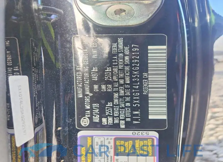 5XXGT4L35KG292197# 13
