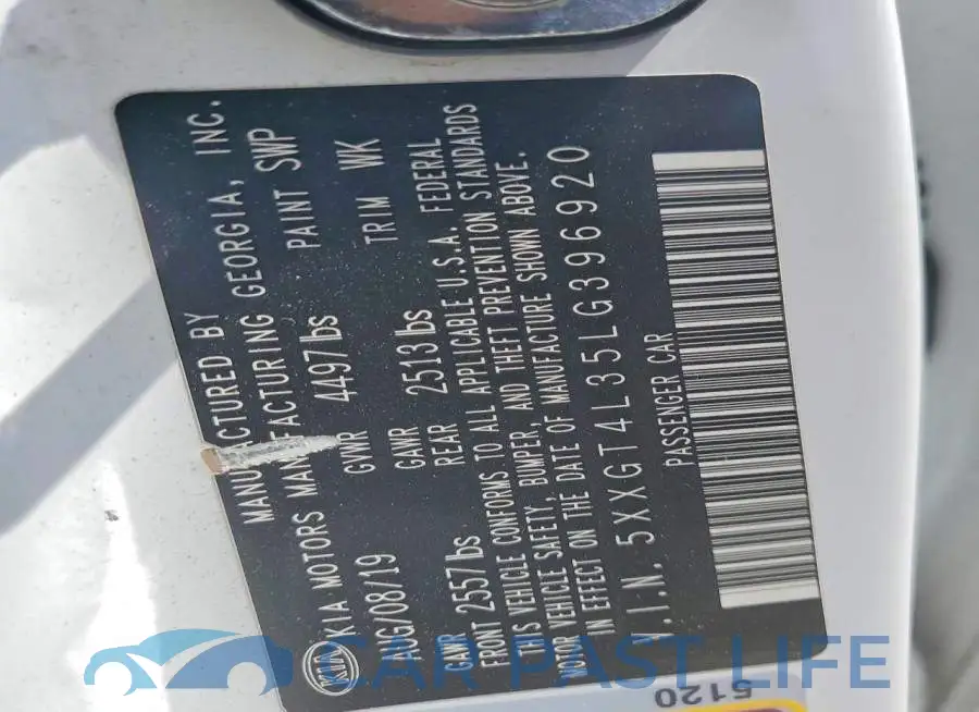 5XXGT4L35LG396920# 13