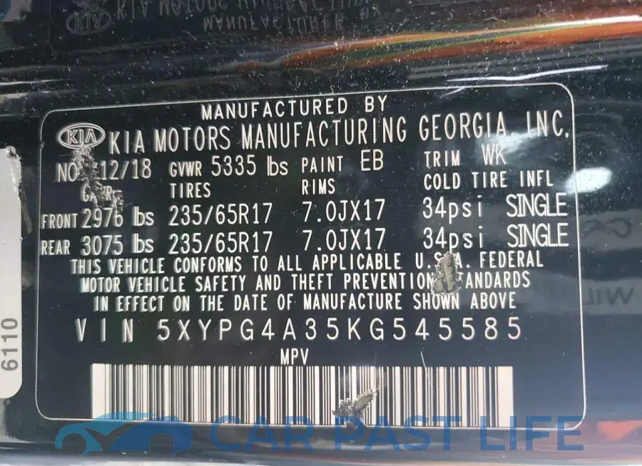 5XYPG4A35KG545585# 13