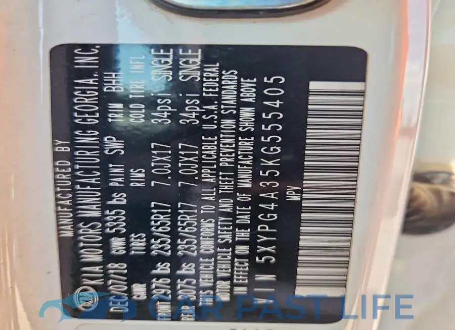 5XYPG4A35KG555405# 13