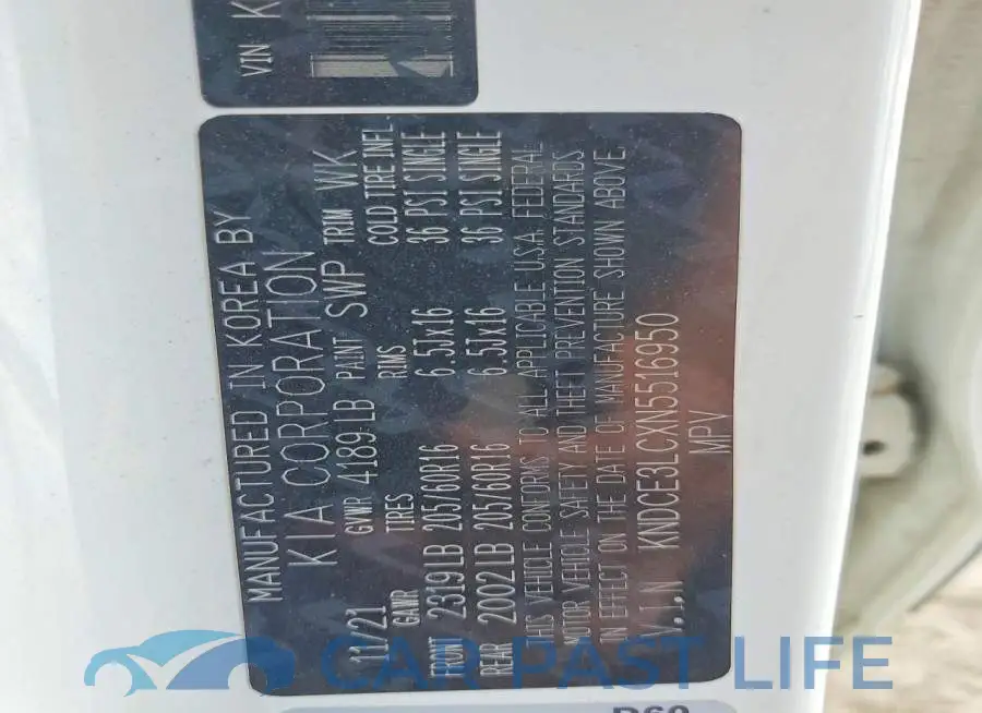 KNDCE3LCXN5516950# 13
