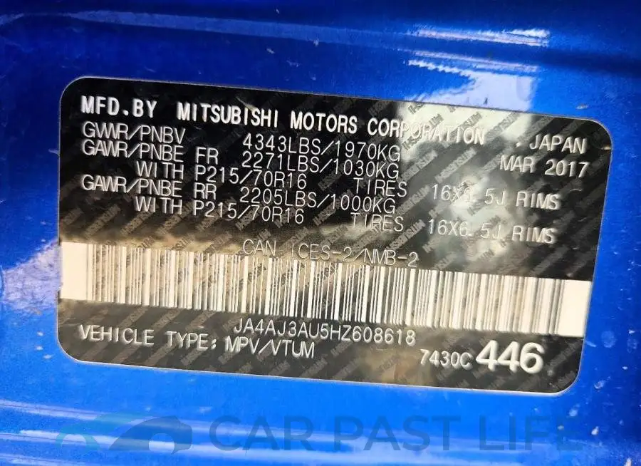 JA4AJ3AU5HZ608618# 13