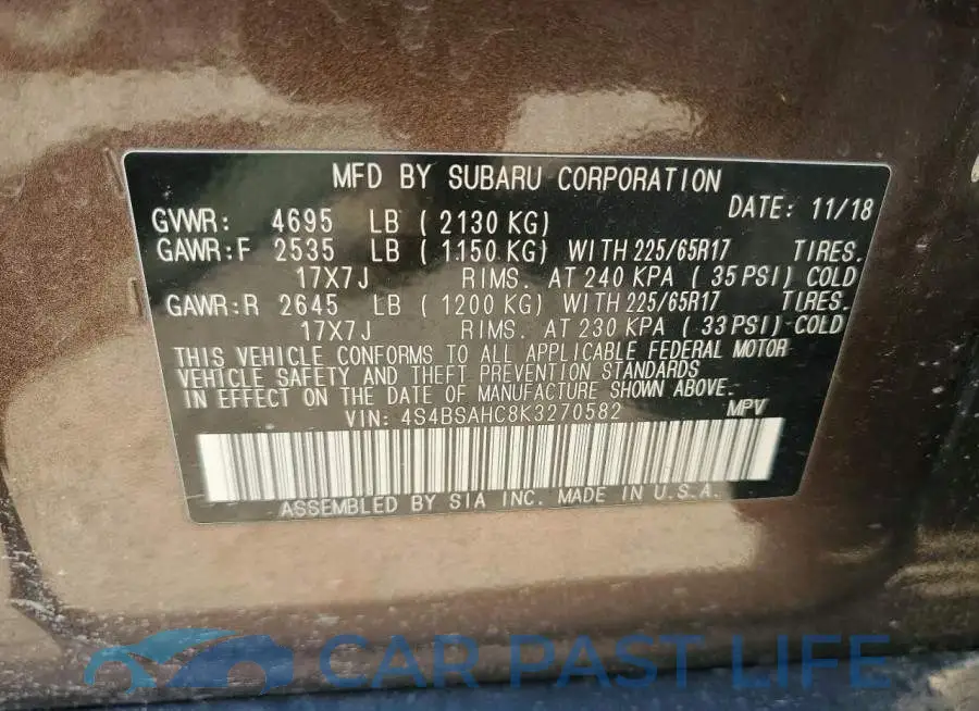 4S4BSAHC8K3270582# 13