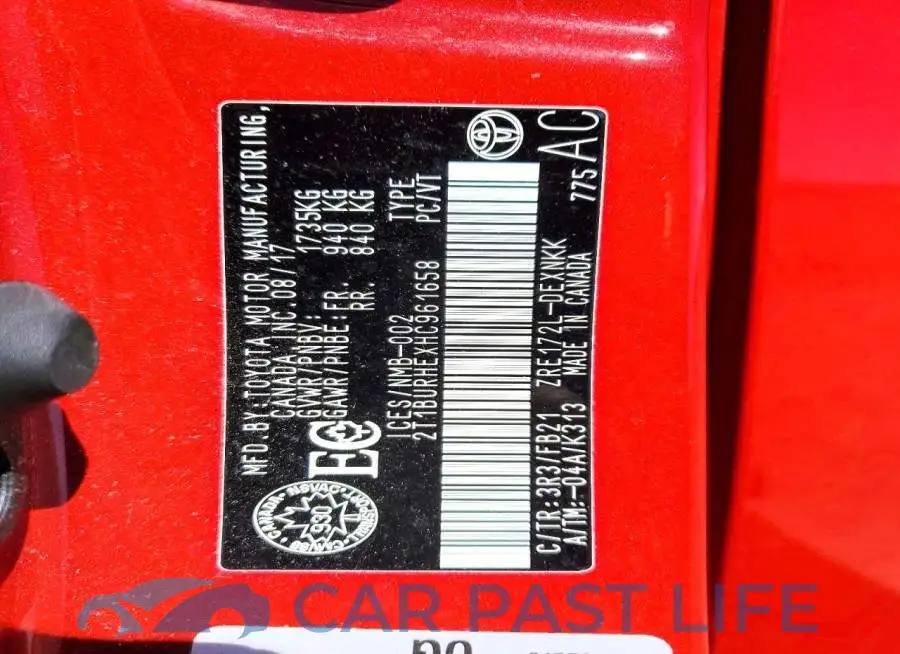 2T1BURHEXHC961658# 12