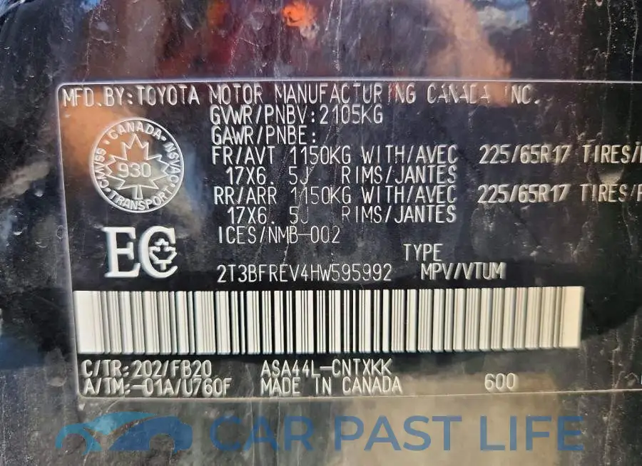 2T3BFREV4HW595992# 13