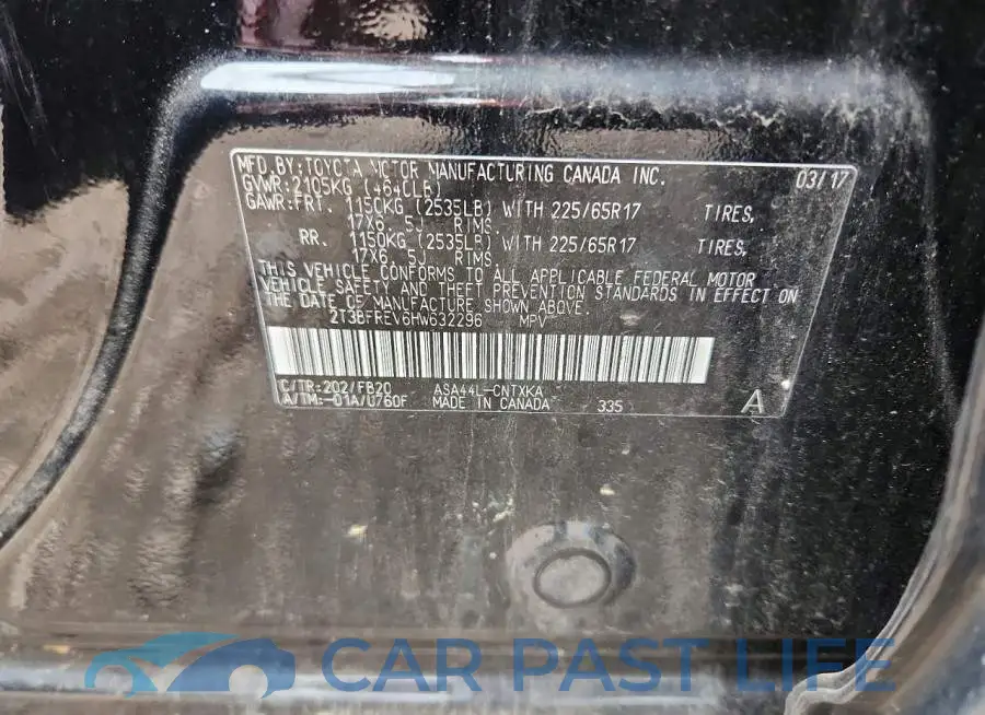 2T3BFREV6HW632296# 13