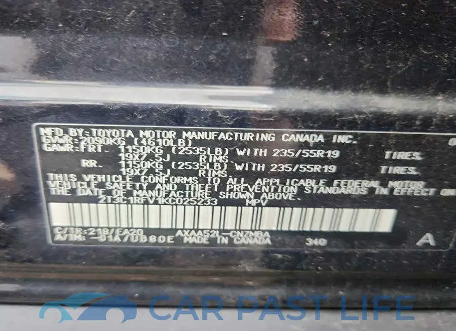 2T3C1RFV1KC025233# 13