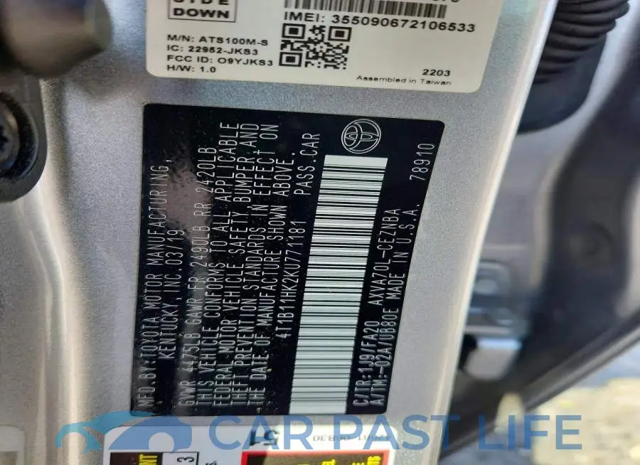 4T1B11HK2KU771181# 12