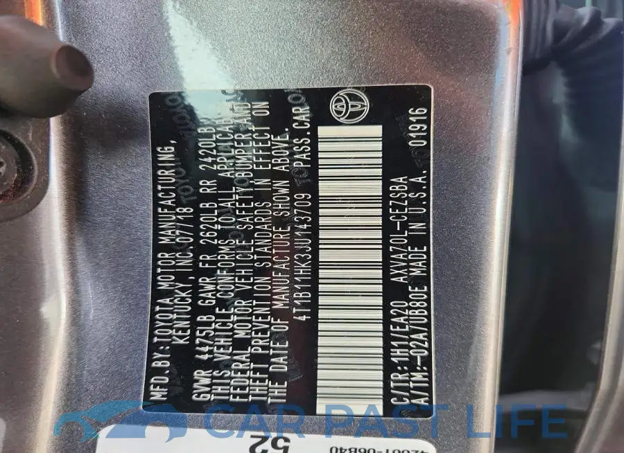 4T1B11HK3JU143709# 12